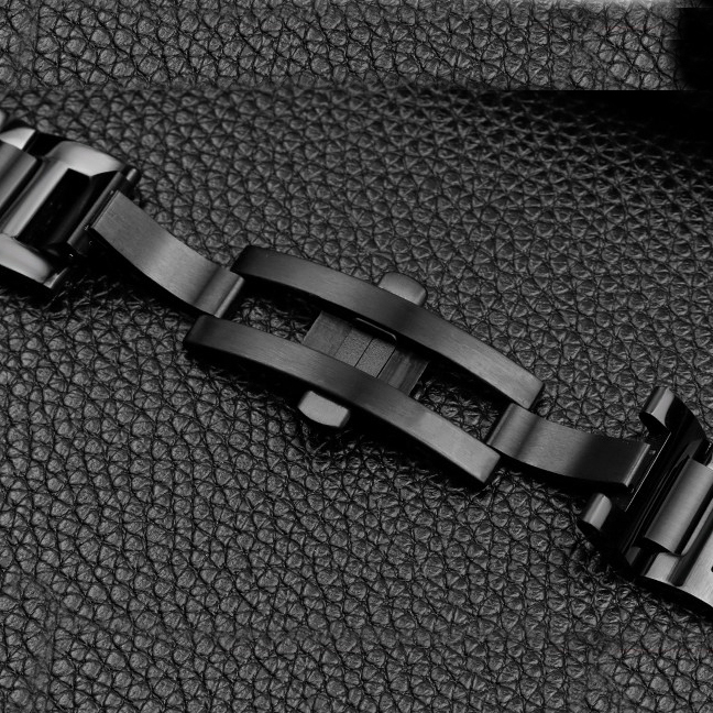 Replacement Black Steel Bracelet for Cartier WSBB0015 – 20x12mm Convex