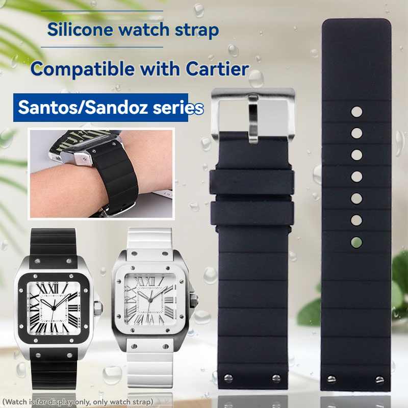 Replacement Silicone Watch Strap for Cartier Santos 100 – 23mm Rubber Band