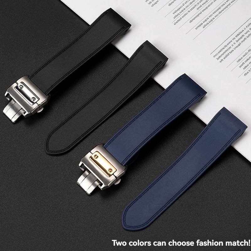 Replacement Silicone Watch Strap for Cartier Santos 100 – 23/25mm Rubber Band.