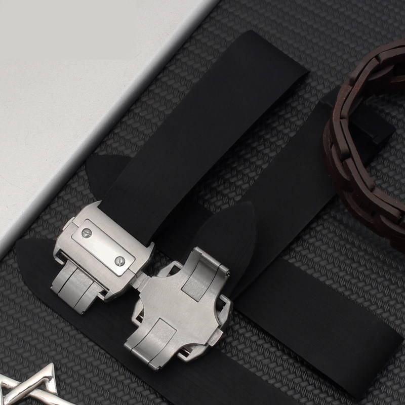 Replacement Silicone Watch Strap for Cartier Santos 100 XL – 25mm Rubber Band with Butterfly Clasp