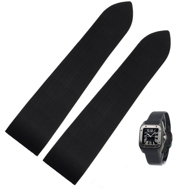 Replacement Silicone Watch Strap for Cartier Santos 100 XL – 25mm Rubber Band with Butterfly Clasp