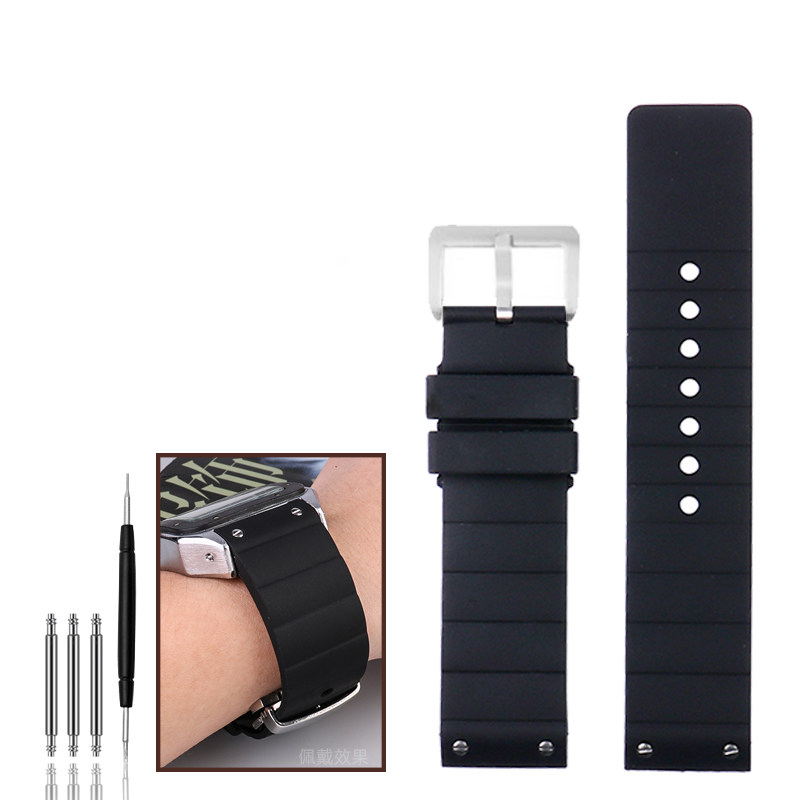 Replacement Silicone Watch Strap for Cartier Santos 100 – 23mm Rubber Band