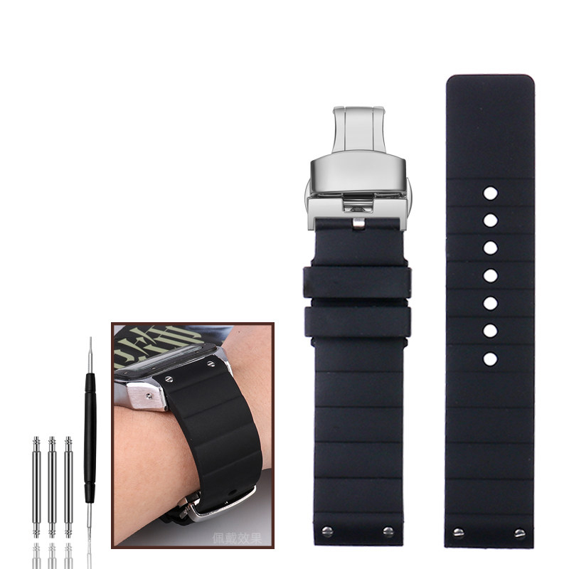 Replacement Silicone Watch Strap for Cartier Santos 100 – 23mm Rubber Band