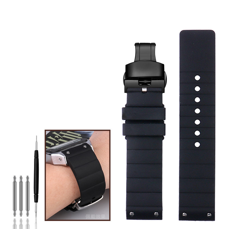 Replacement Silicone Watch Strap for Cartier Santos 100 – 23mm Rubber Band