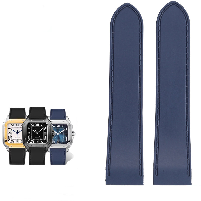 Replacement Silicone Watch Strap for Cartier Santos 100 – 23/25mm Rubber Band.