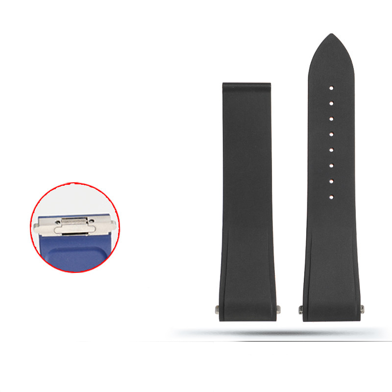 Full view of alternate rubber watch strap with clasp