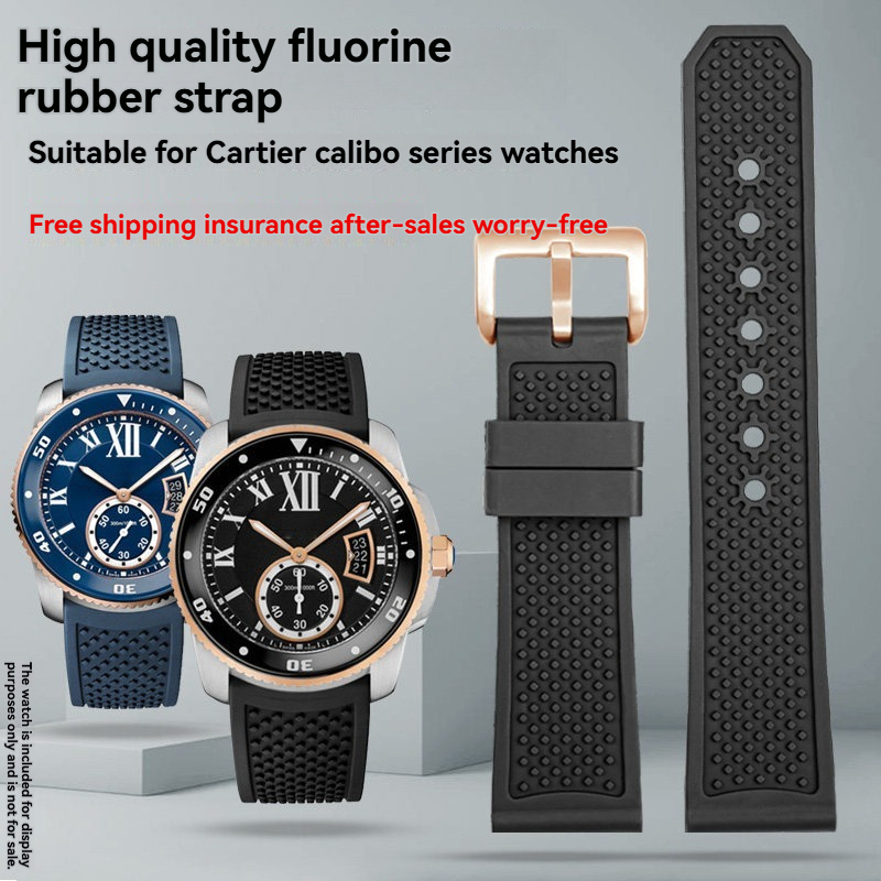 Replacement FKM Rubber Watch Strap for Cartier Calibre W7100055/WGCA0010 – 23mm