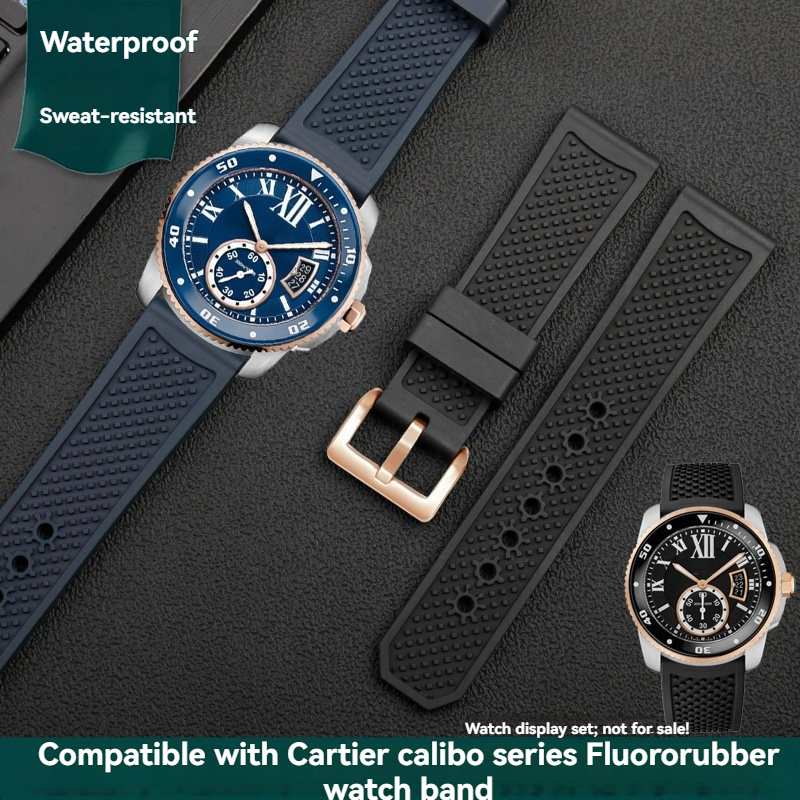 Replacement FKM Rubber Watch Strap for Cartier Calibre W7100055/WGCA0010 – 23mm