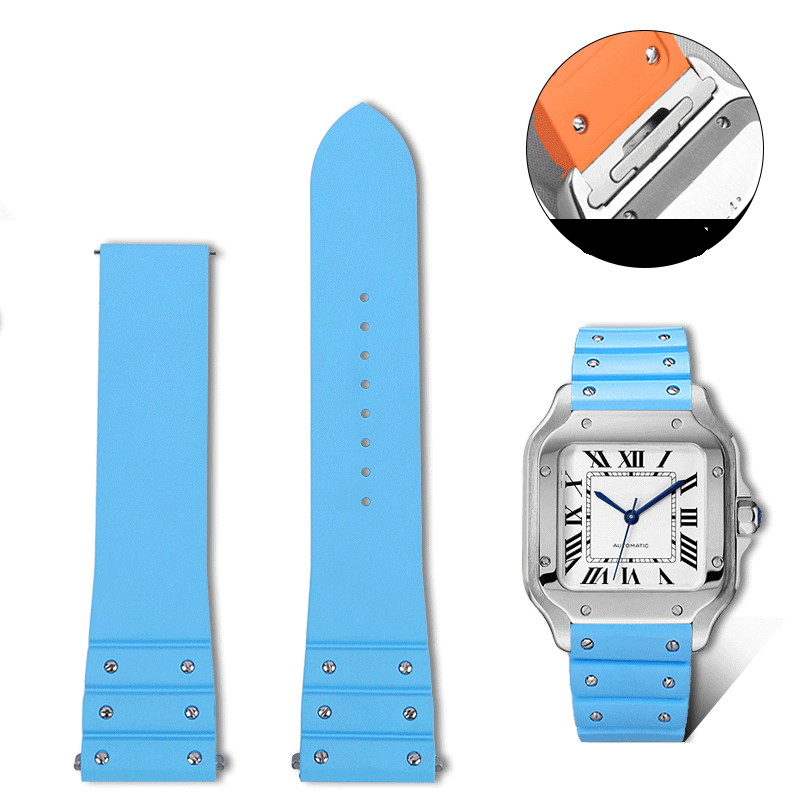 Replacement FKM Rubber Strap for Cartier Santos WSSA0009 – QuickSwitch System