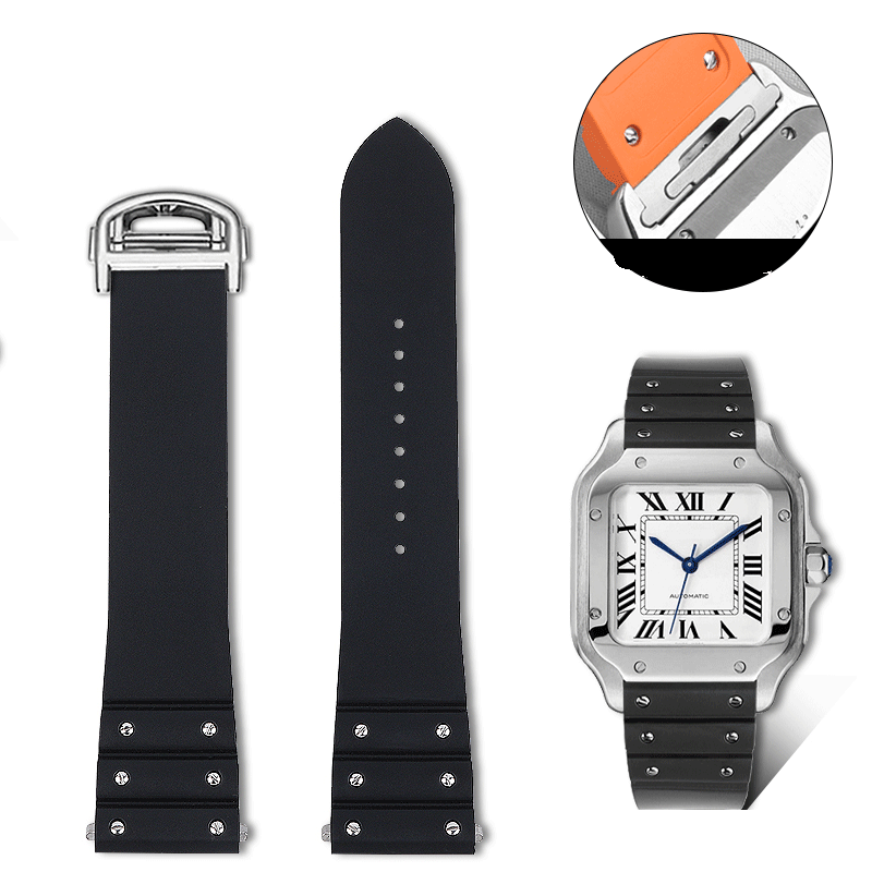 Replacement FKM Rubber Strap for Cartier Santos WSSA0009 – QuickSwitch System