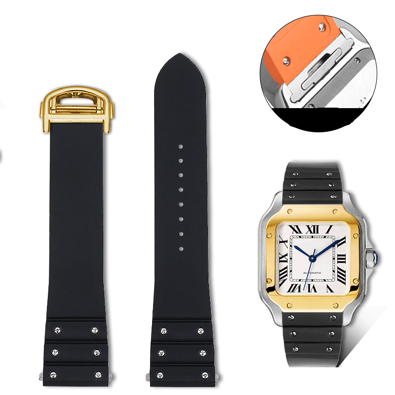 Replacement FKM Rubber Strap for Cartier Santos WSSA0009 – QuickSwitch System