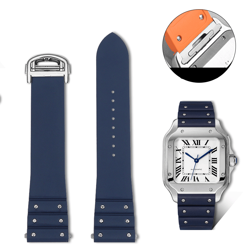 Replacement FKM Rubber Strap for Cartier Santos WSSA0009 – QuickSwitch System