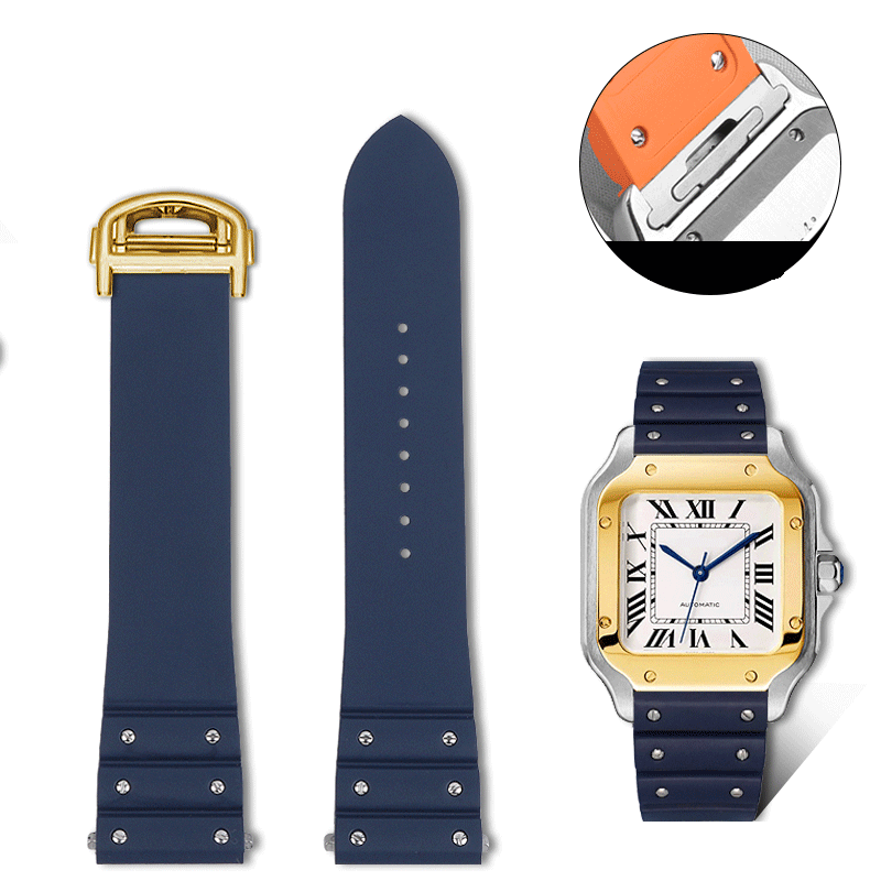 Replacement FKM Rubber Strap for Cartier Santos WSSA0009 – QuickSwitch System