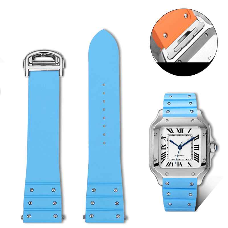 Replacement FKM Rubber Strap for Cartier Santos WSSA0009 – QuickSwitch System