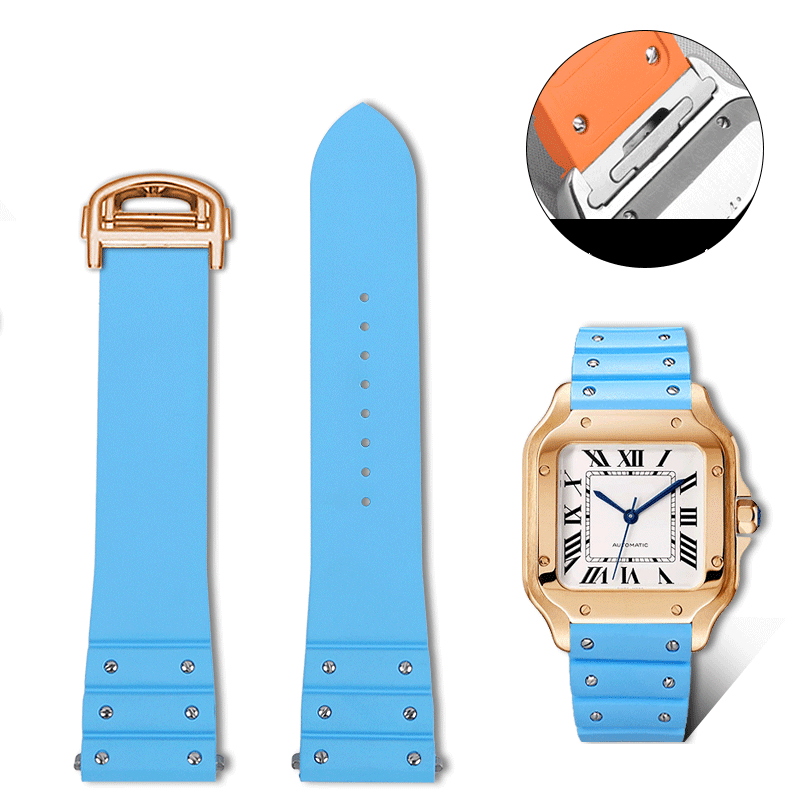 Replacement FKM Rubber Strap for Cartier Santos WSSA0009 – QuickSwitch System