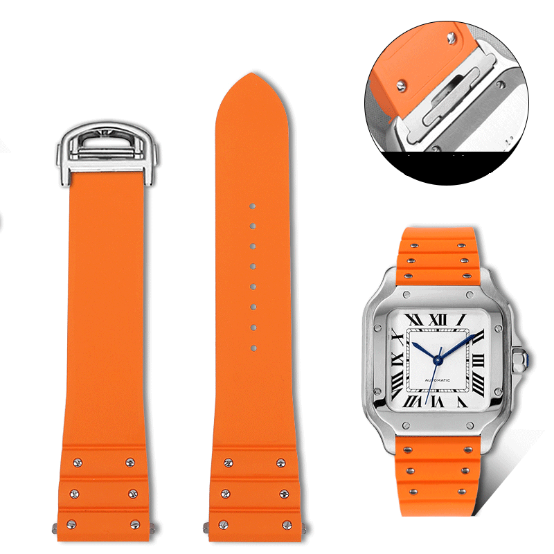 Replacement FKM Rubber Strap for Cartier Santos WSSA0009 – QuickSwitch System