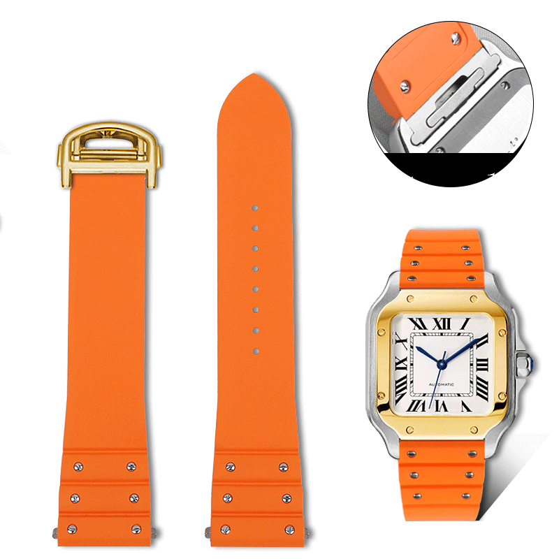 Replacement FKM Rubber Strap for Cartier Santos WSSA0009 – QuickSwitch System