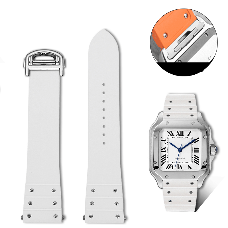 Replacement FKM Rubber Strap for Cartier Santos WSSA0009 – QuickSwitch System
