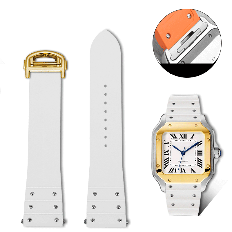 Replacement FKM Rubber Strap for Cartier Santos WSSA0009 – QuickSwitch System