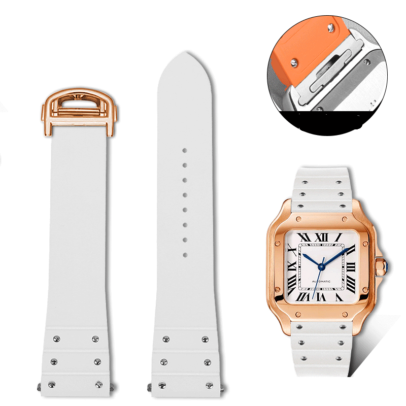 Replacement FKM Rubber Strap for Cartier Santos WSSA0009 – QuickSwitch System