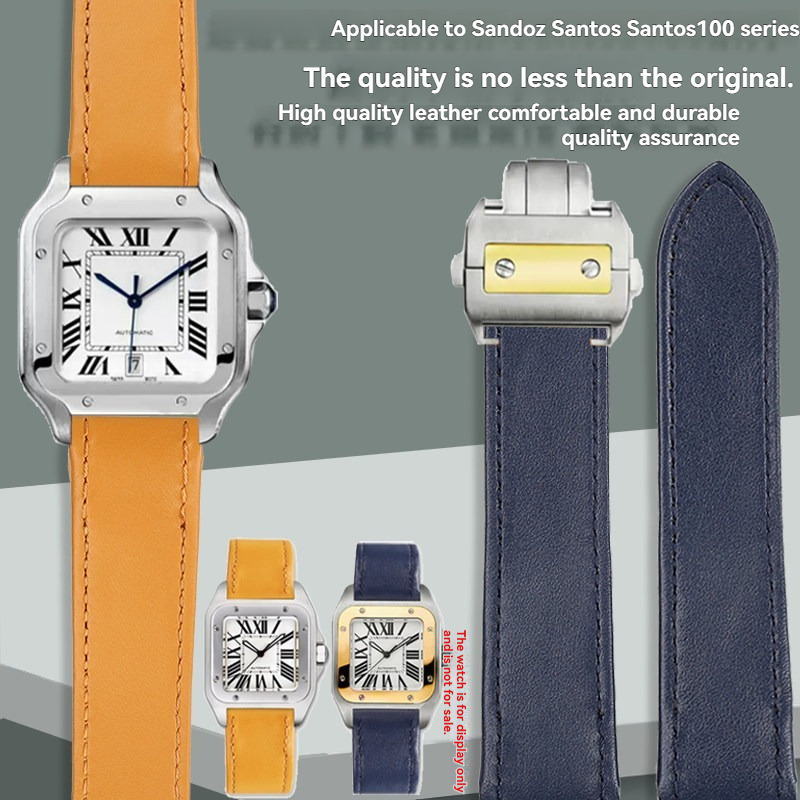 Replacement Genuine Leather Strap for Cartier Santos 100 – 20/23mm Business Casual Band