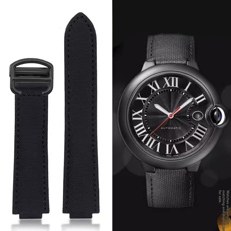 Replacement Black Canvas Strap for Cartier Ballon Bleu WSBB0015 – Convex