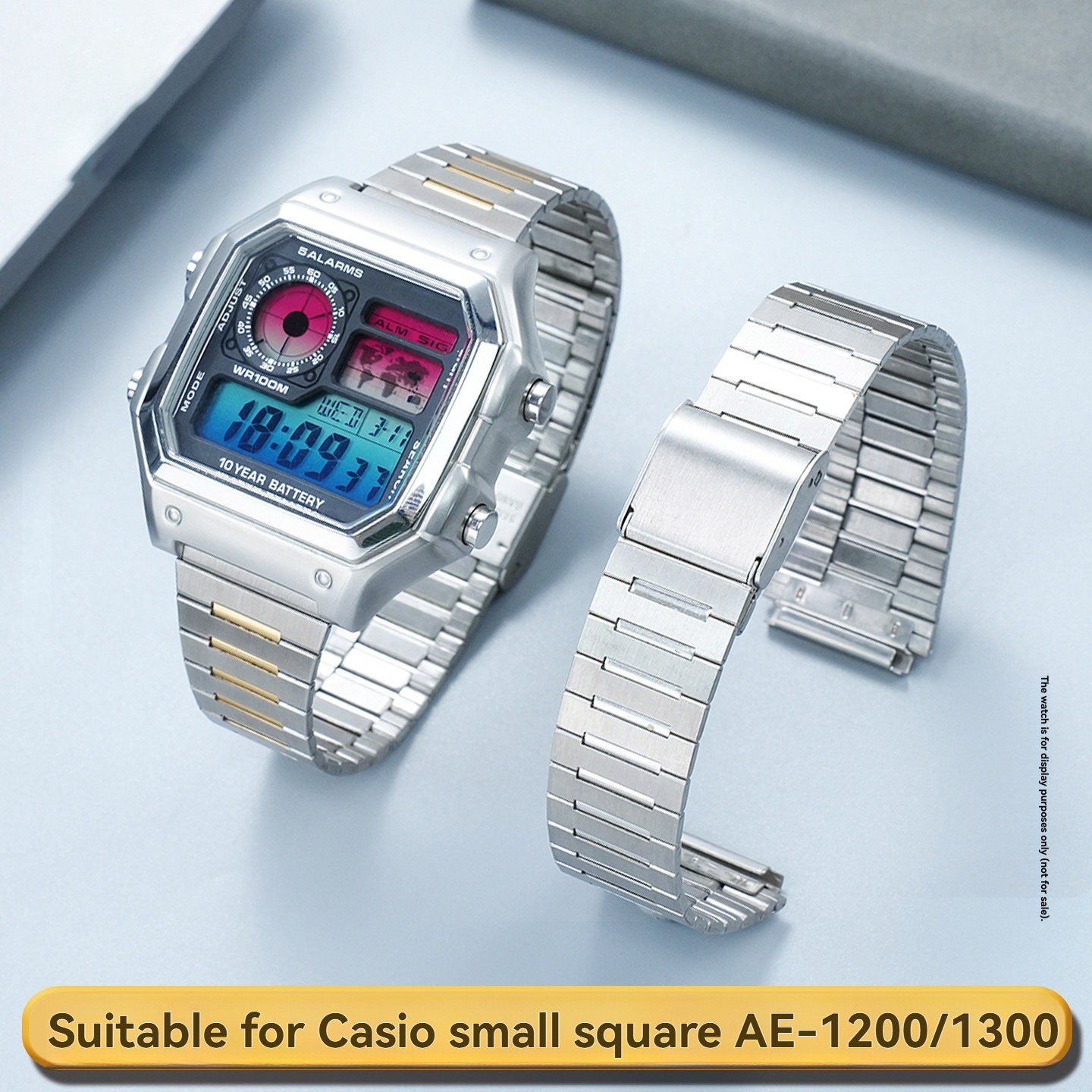 Replacement 18mm Stainless Steel Watch Band for Casio AE1200/A158/A168/F91