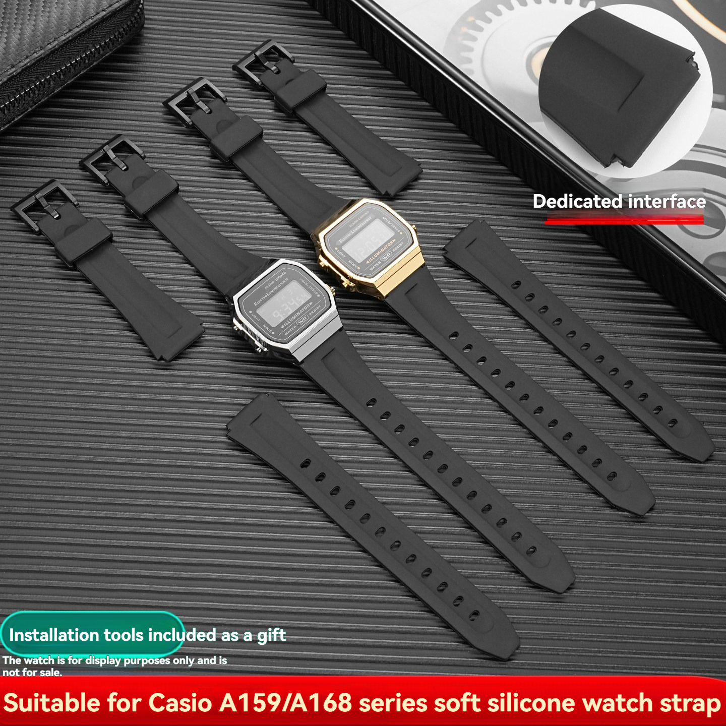 Replacement 18mm Silicone Watch Strap for Casio A158/A168/AE1200/W-218/F91