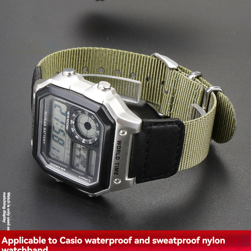 Replacement 18mm Nylon Watch Strap for Casio AE-1200WHB