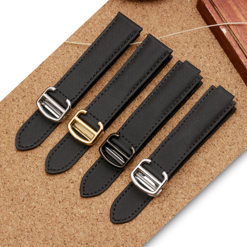 Replacement Black Canvas Strap for Cartier Ballon Bleu WSBB0015 – Convex