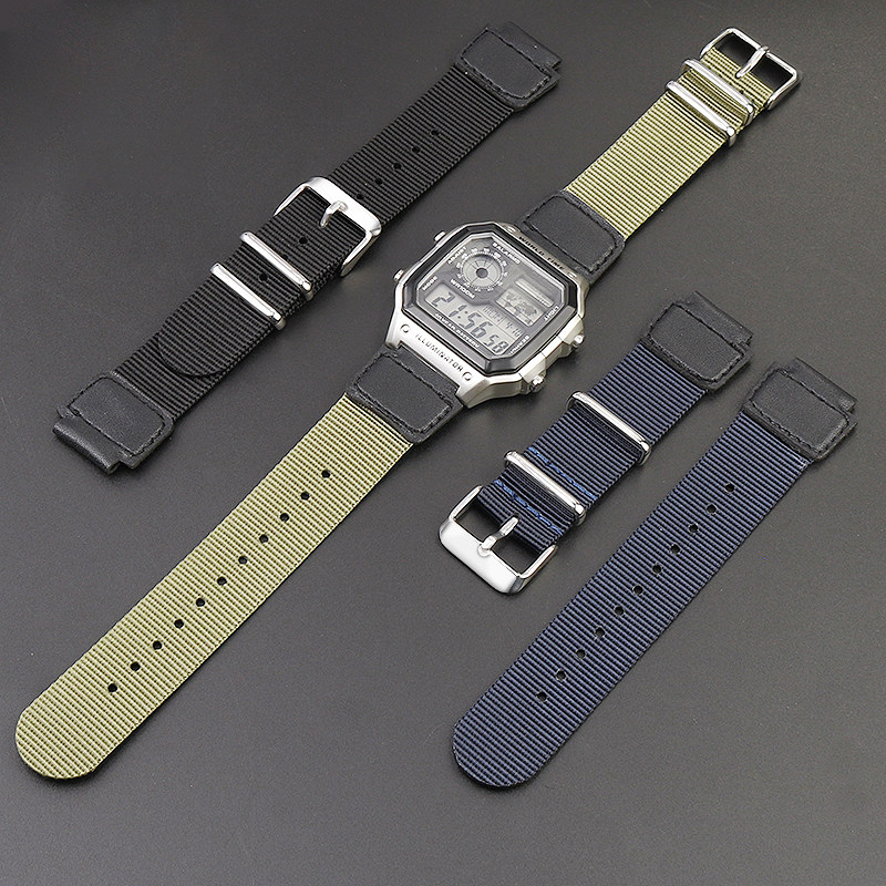 Replacement 18mm Nylon Watch Strap for Casio AE-1200WHB