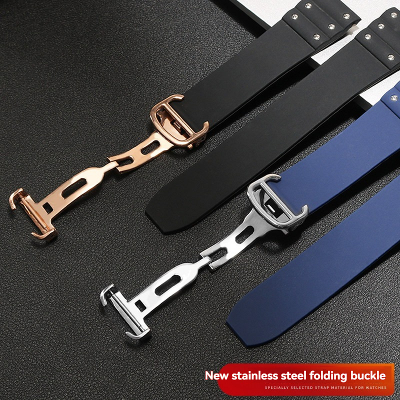 Replacement Blue Rubber Strap for Cartier Santos 100  21mm QuickSwitch Silicone Band