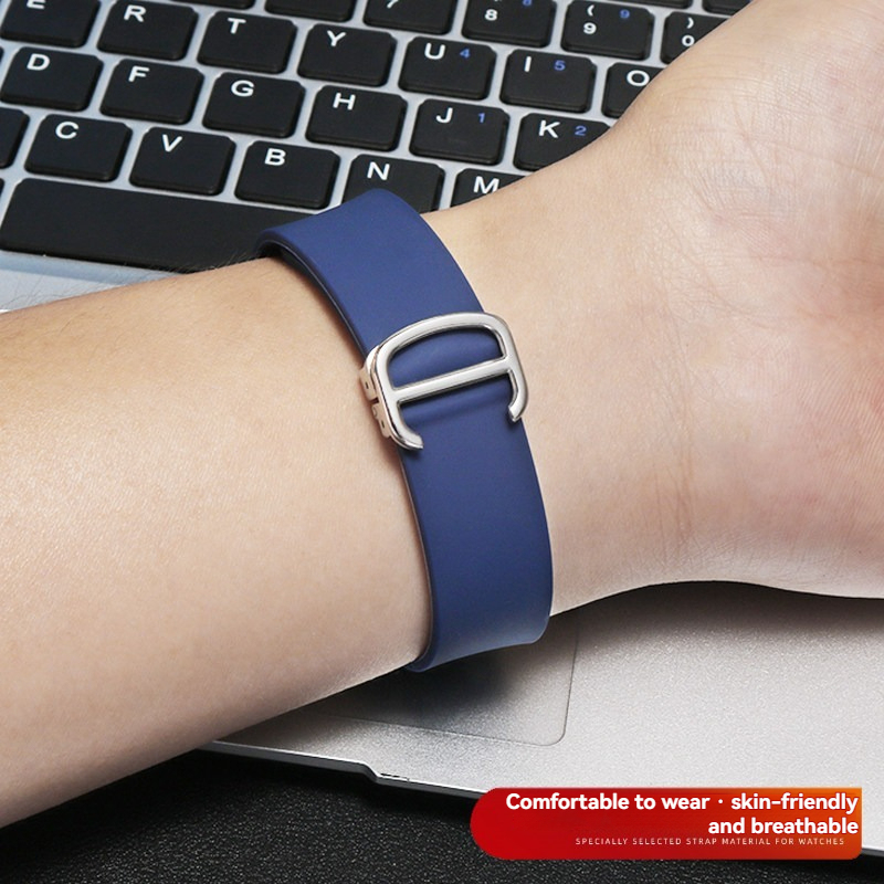 Replacement Blue Rubber Strap for Cartier Santos 100  21mm QuickSwitch Silicone Band