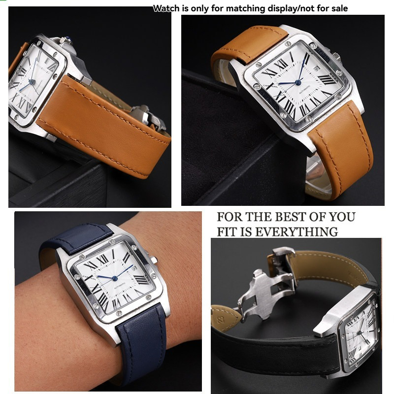 Replacement Genuine Leather Strap for Cartier Santos 100 – 20/23mm Business Casual Band