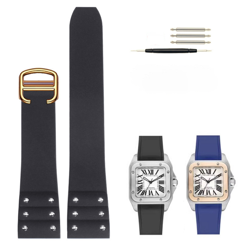 Replacement Blue Rubber Strap for Cartier Santos 100  21mm QuickSwitch Silicone Band