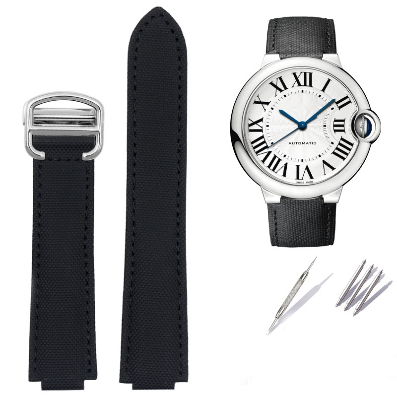 Replacement Black Canvas Strap for Cartier Ballon Bleu WSBB0015 – Convex