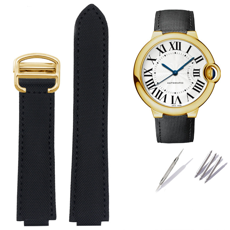 Replacement Black Canvas Strap for Cartier Ballon Bleu WSBB0015 – Convex