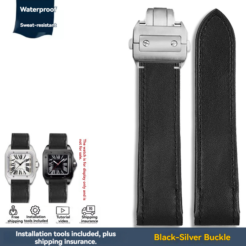 Replacement Genuine Leather Strap for Cartier Santos 100 – 20/23mm Business Casual Band