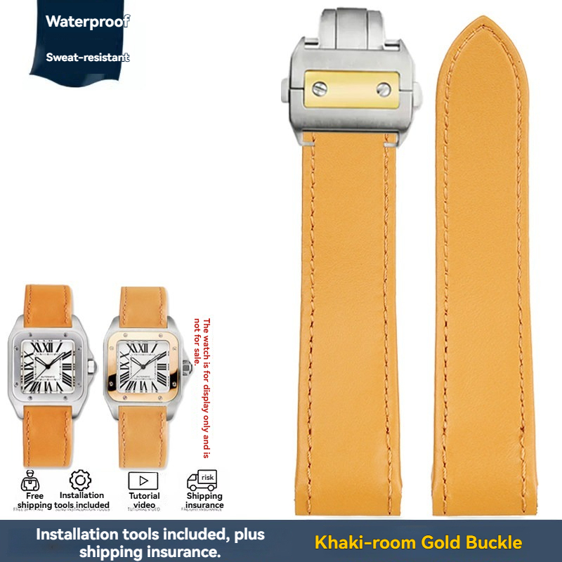 Replacement Genuine Leather Strap for Cartier Santos 100 – 20/23mm Business Casual Band