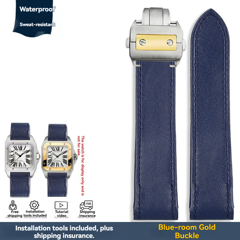 Replacement Genuine Leather Strap for Cartier Santos 100 – 20/23mm Business Casual Band