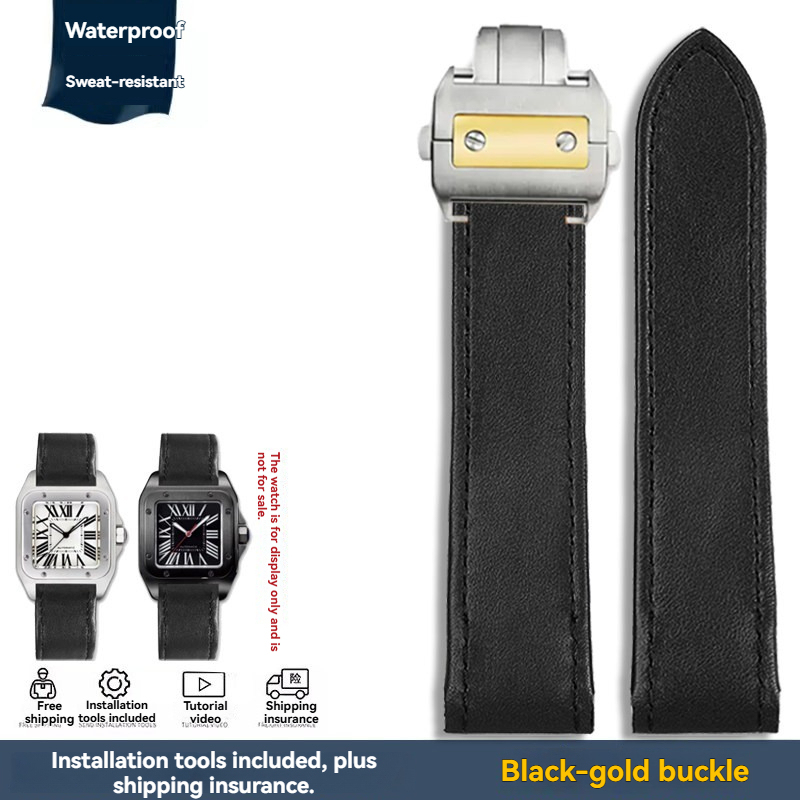 Replacement Genuine Leather Strap for Cartier Santos 100 – 20/23mm Business Casual Band