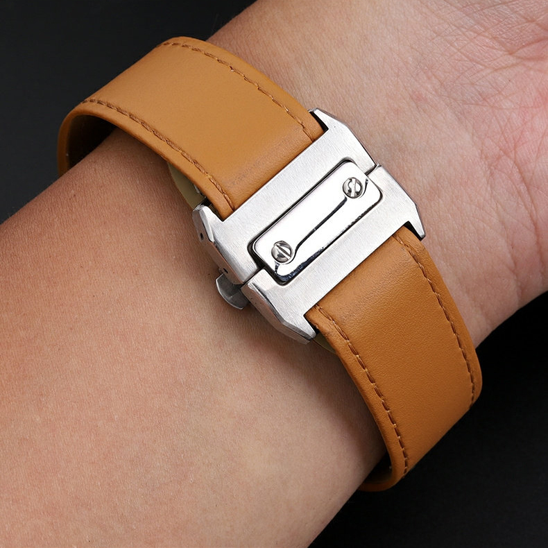 Replacement Genuine Leather Strap for Cartier Santos 100 – 20/23mm Business Casual Band