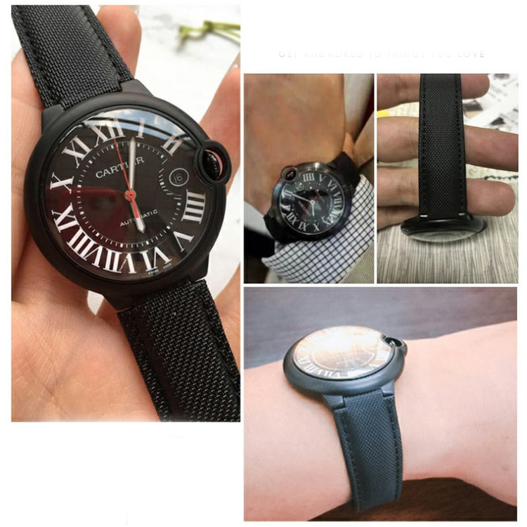 Replacement Black Canvas Strap for Cartier Ballon Bleu WSBB0015 – Convex