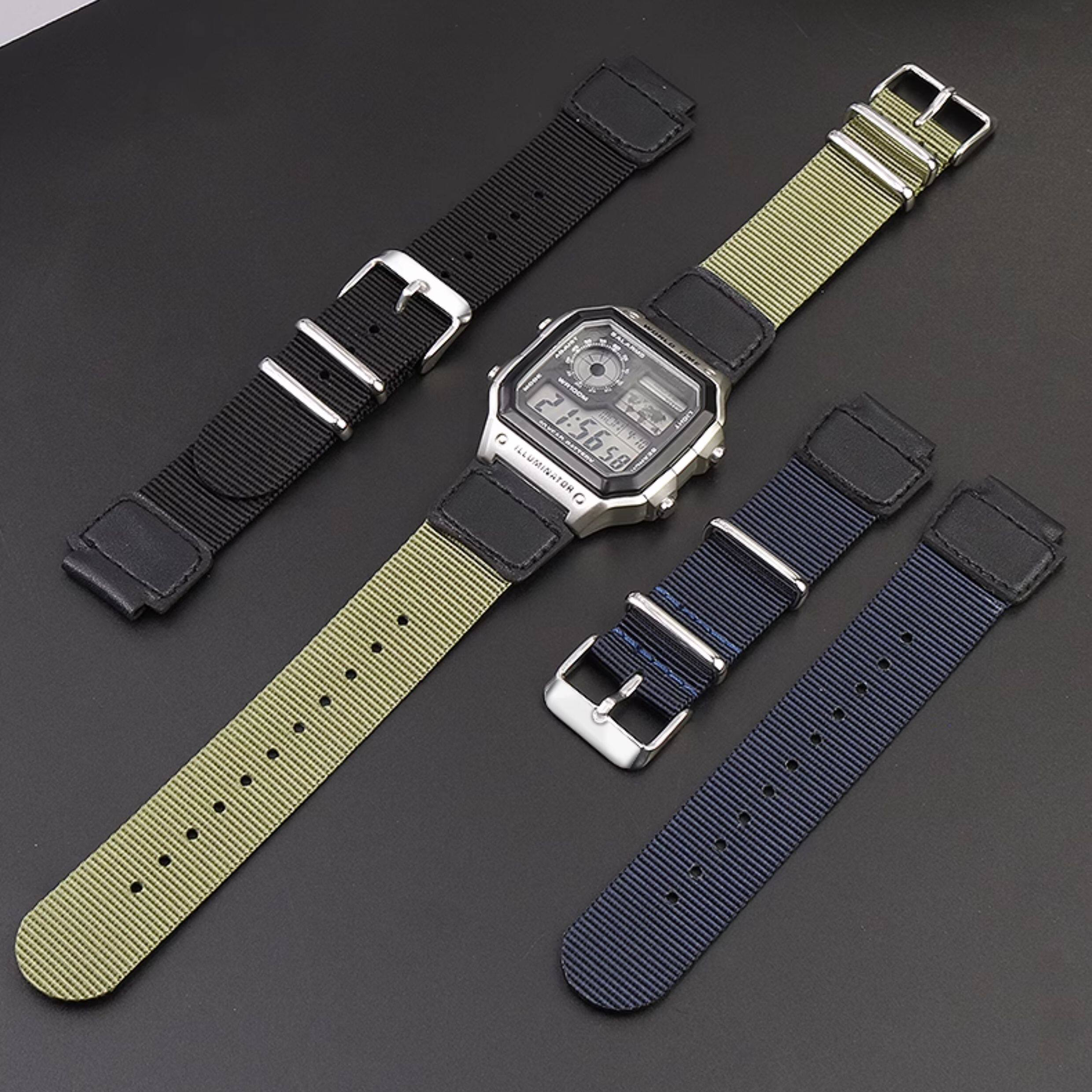 Replacement 18mm Nylon Watch Strap for Casio AE-1200WHB