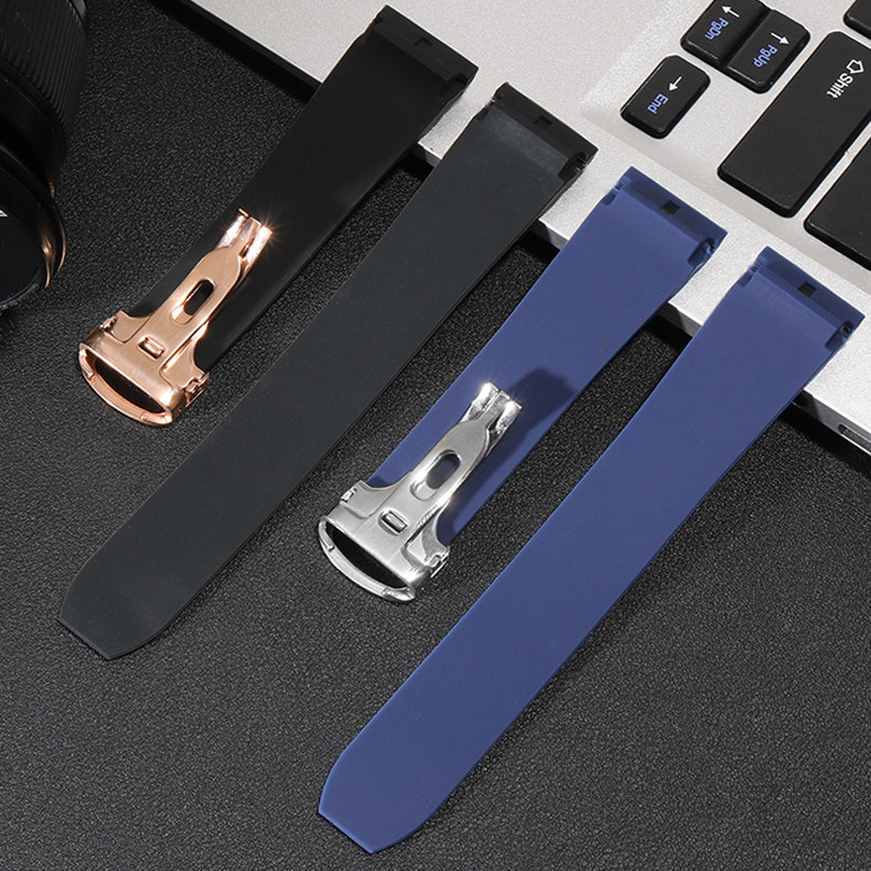 Replacement Blue Rubber Strap for Cartier Santos 100  21mm QuickSwitch Silicone Band