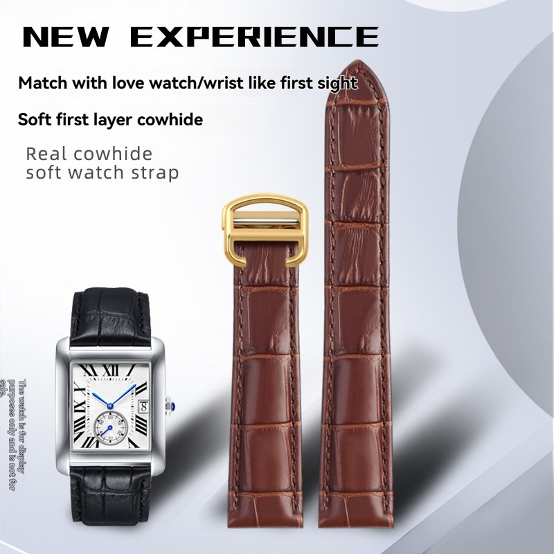 Replacement Genuine Leather Strap for Cartier Tank/Calibre