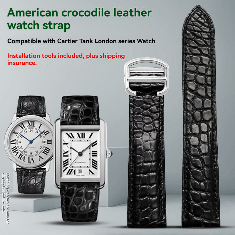 Replacement Genuine Crocodile Leather Strap for Cartier Tank/Santos/Calibre