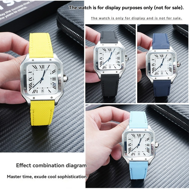 Replacement QuickSwitch Strap for Cartier Santos WSSA0010/WSSA0009 – 21mm FKM Rubber or Nylon Band