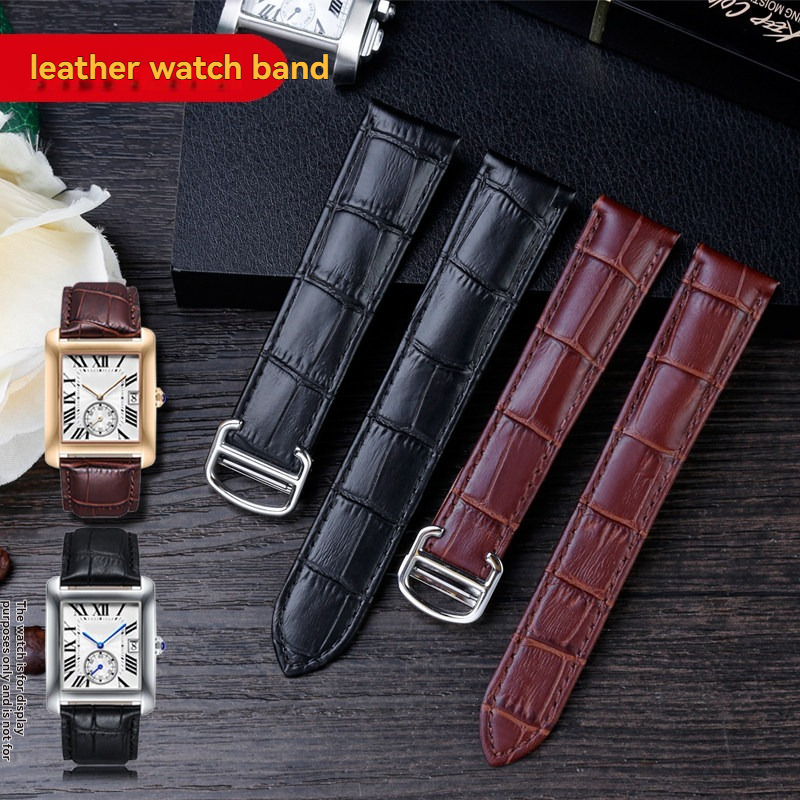 Replacement Genuine Leather Strap for Cartier Tank/Calibre