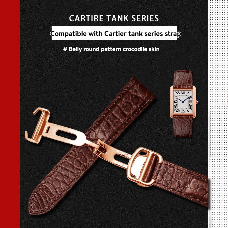 Replacement Genuine Crocodile Leather Strap for Cartier Tank/Santos/Calibre
